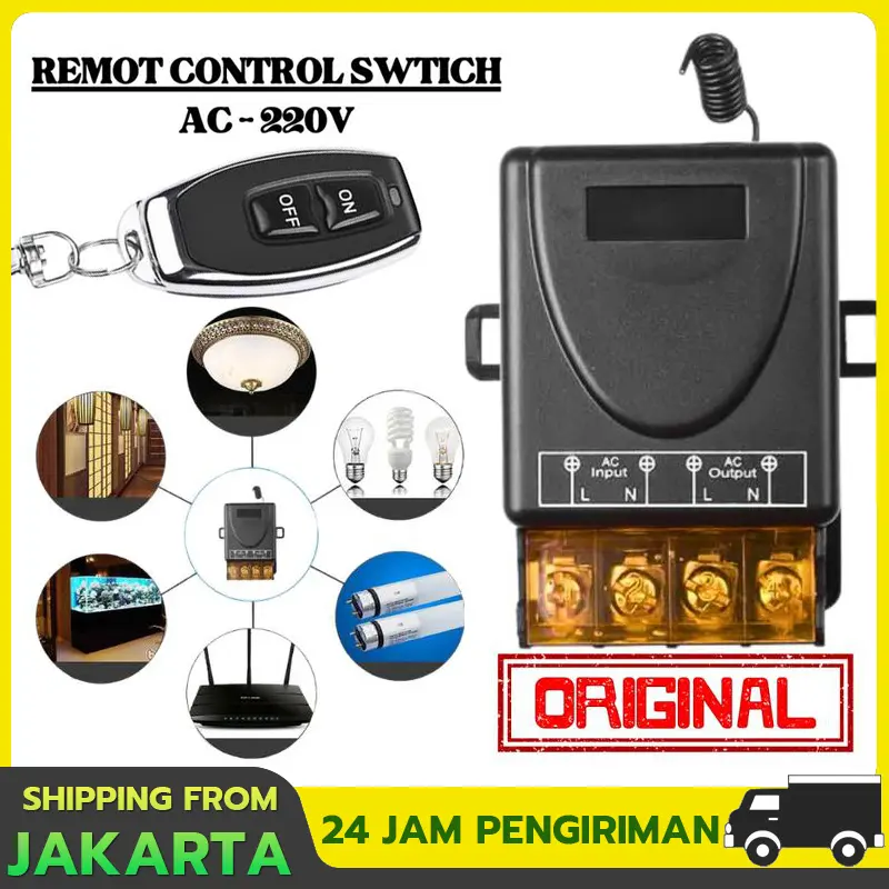 Remote Controll Wireless Relay Switch AC 220V DC 12V 1CH Remote Control Saklar Lampu on off Peralatan Kabel Listrik