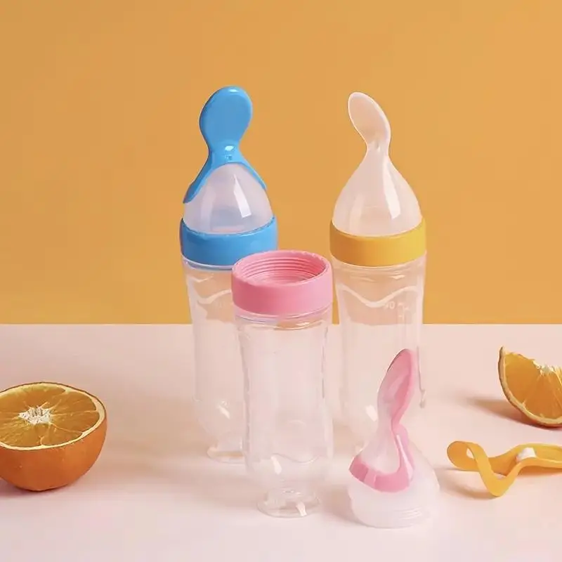 Random Color Silicone Baby Feeding Spoon, Baby Food Dispensing Spoon, Feeding Accessories for Baby Boys and Girls 4