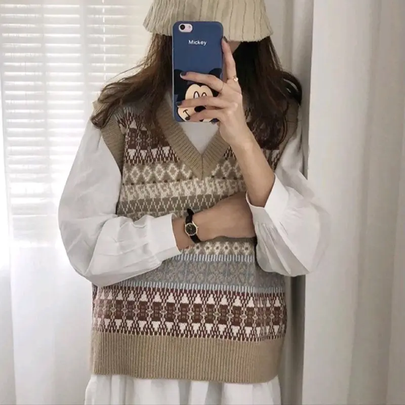 M FESYEN PINA KOREAN VEST OVERSIZE OUTER WANITA JUMBO VEST KOREAN STYLE ROMPI RAJUT WANITA KOREA OOTD KOREAN STYLE OUTER KOREA VEST RAJUT OUTFIT WANITA KEKINAN Y2K KNITWEAR VEST IMPORT KOREA JUMBO OUTER SEKOLAH FASHION KOREA VINTAGE AESTHETIC PINTEREST 1