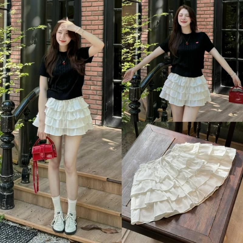 (ẢNH CHÍNH CHỦ) Chân váy ren bèo 4 tầng dáng ngắn WAVYSKIRT-126 STORE
