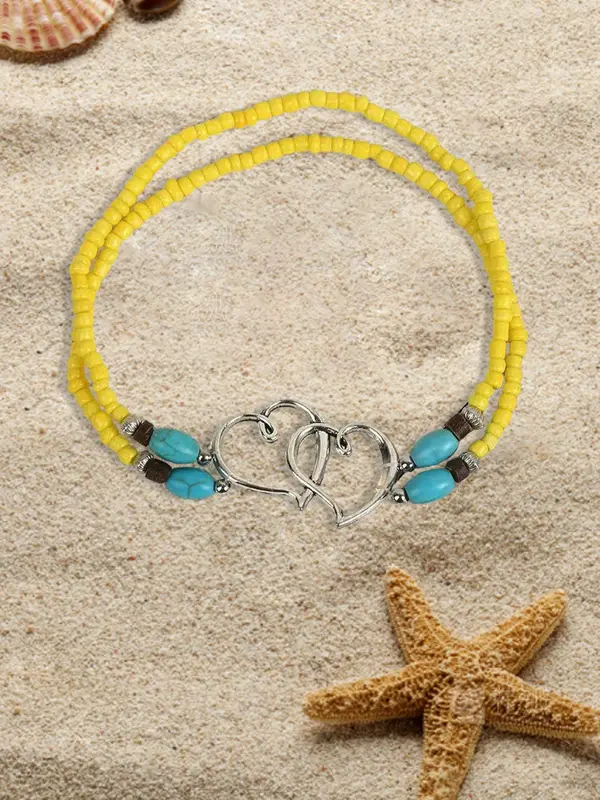 Fashion Heart Decor Elastic Anklet for Women & Girls, Fashion Jewelry for Party, Daily Clothing Decor, Trendy All-match & Exquisite Jewelry for Birthday Gift 5
