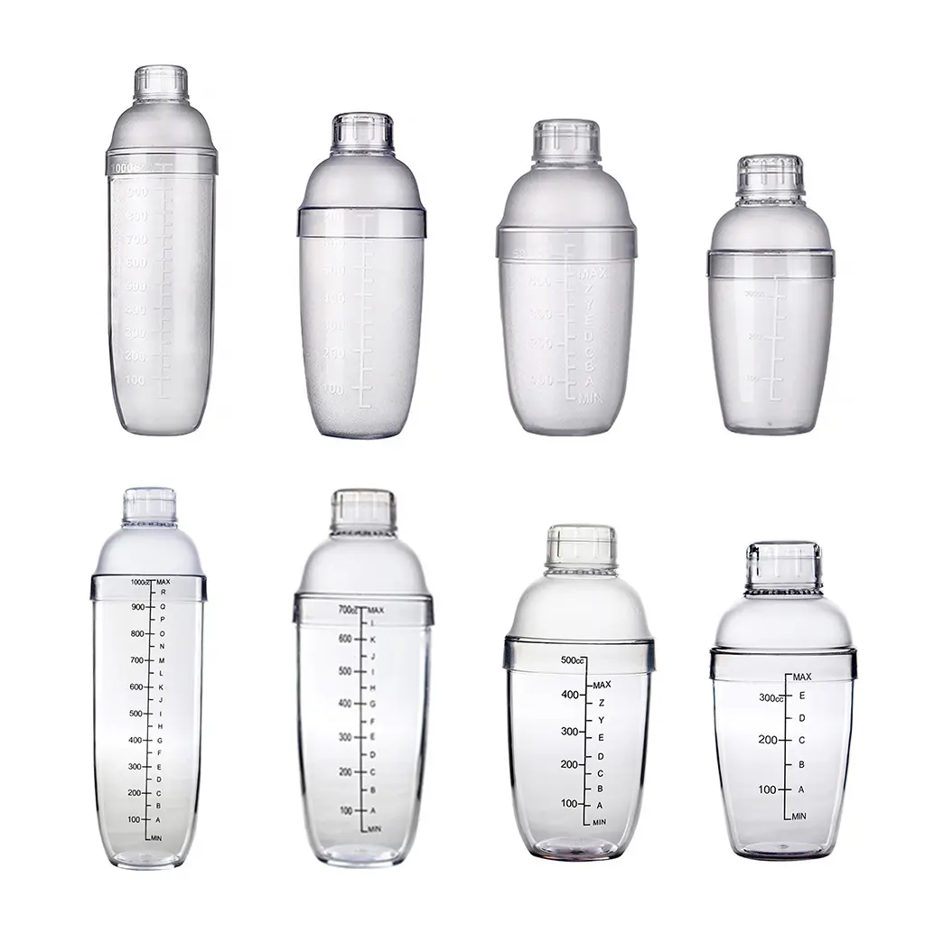 Plastic Material Martini Shaker Cocktail Shakers Martini Shaker 4 Capacities for Bars Home Kitchen Use with Measurements