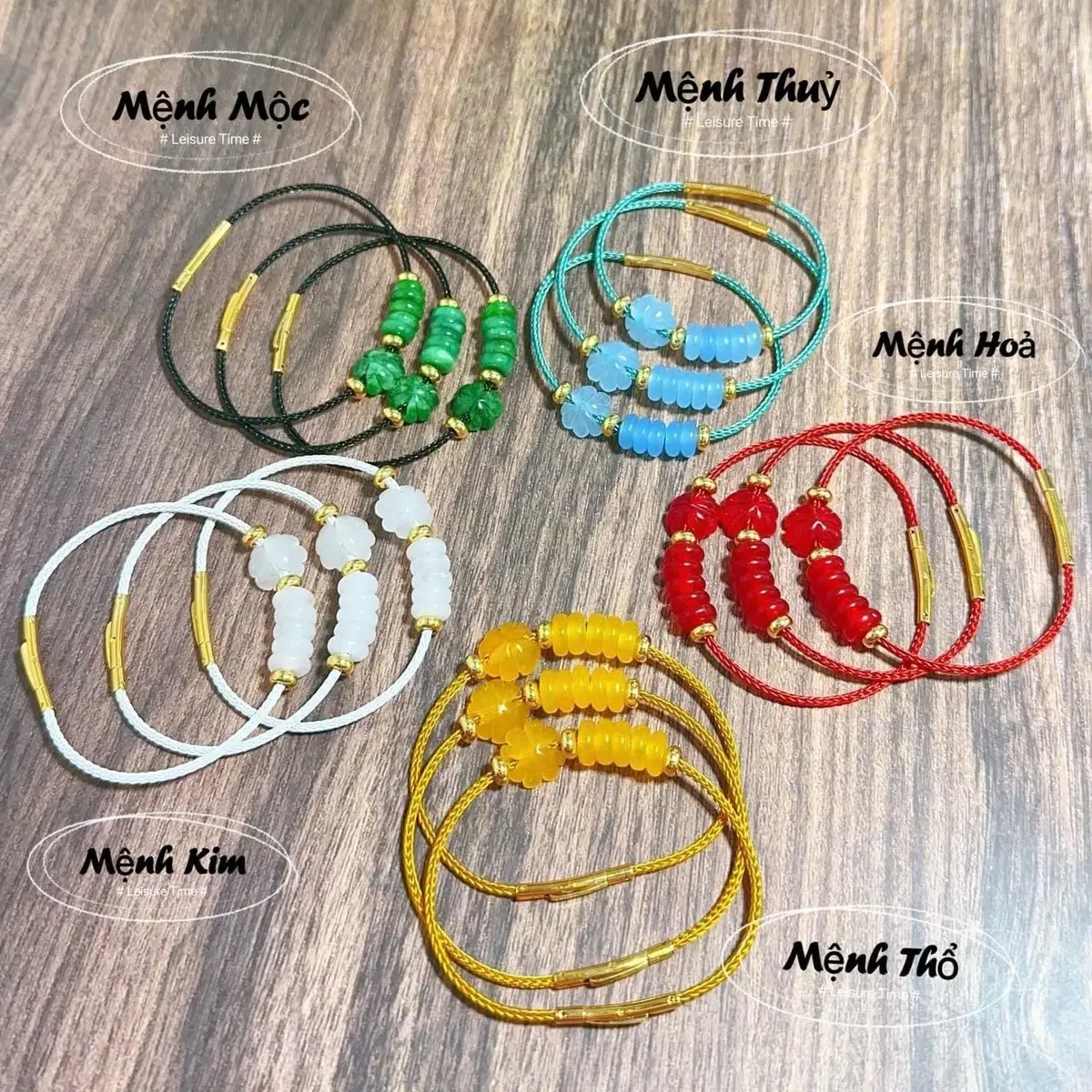 Vòng tay dây cáp mix đá tự nhiên