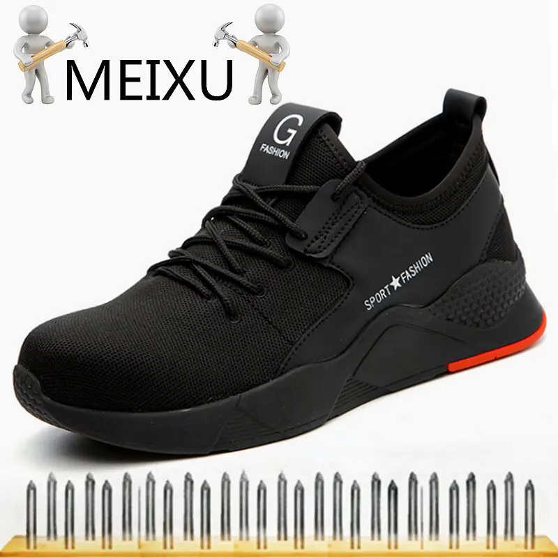 MEIXU Men's Labor Insurance Shoes Safety Shoes Steel Toe Work Safety Shoes Casual Breathable Sports Shoes Puncture Protective Boots Comfortable Industrial Shoes Sport Jogger Kasut kerja lelaki kasut keselamatan lelaki