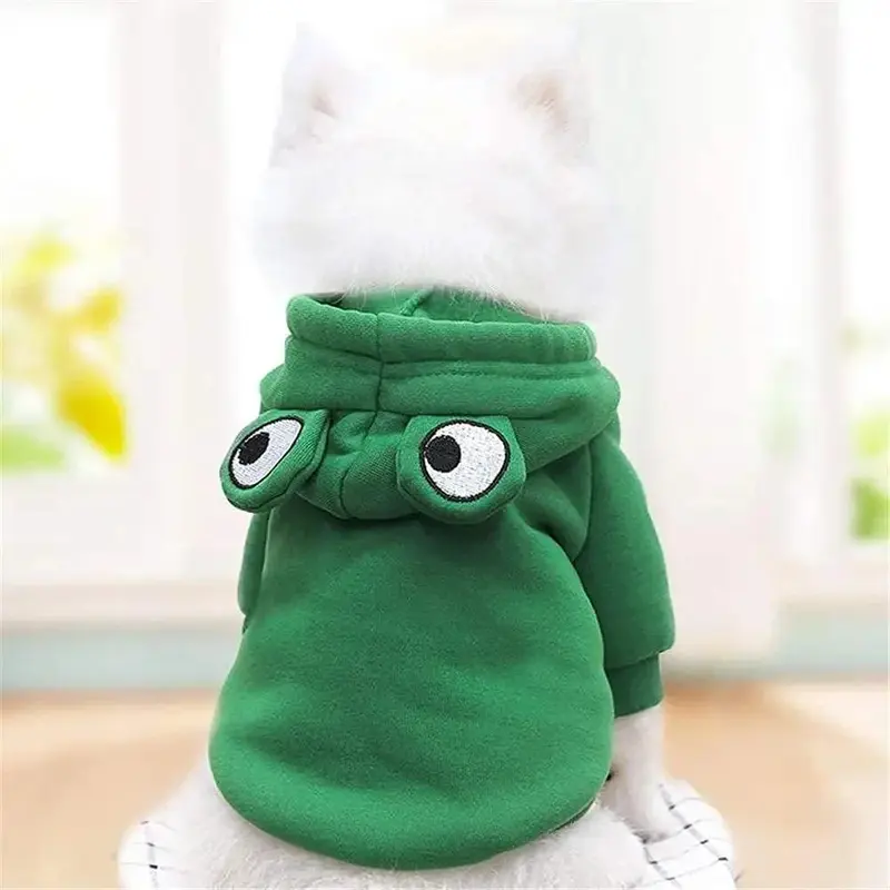 Quần áo cho chó bằng bông, ấm áp mùa đông, áo khoác cho chó hình chú ếch, thích hợp cho cosplay Halloween, quần áo cho thú cưng, áo Nỉ có mũ cho chó 5