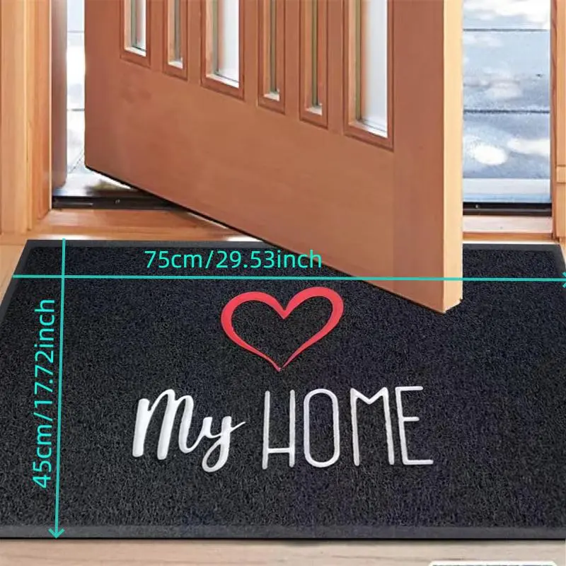 Heart & Letter Pattern Door Mat, 1 Count Non-slip Doormat, Home Decor Front Doormat, Durable Floor Mat for Outdoor, Indoor, Garage, Entryway 3