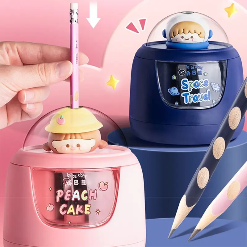 Máy Gọt Bút Chì Điện, Nhập Chì Tự Động Chất Lượng Cao, Chì Chống Dán, Thiết Kế Phi Hành Gia / Gấu Trúc, Dụng Cụ Chà Bút Chì, Dụng Cụ Cơ Học Quay Tay, Mặt Hàng Quà Tặng 3