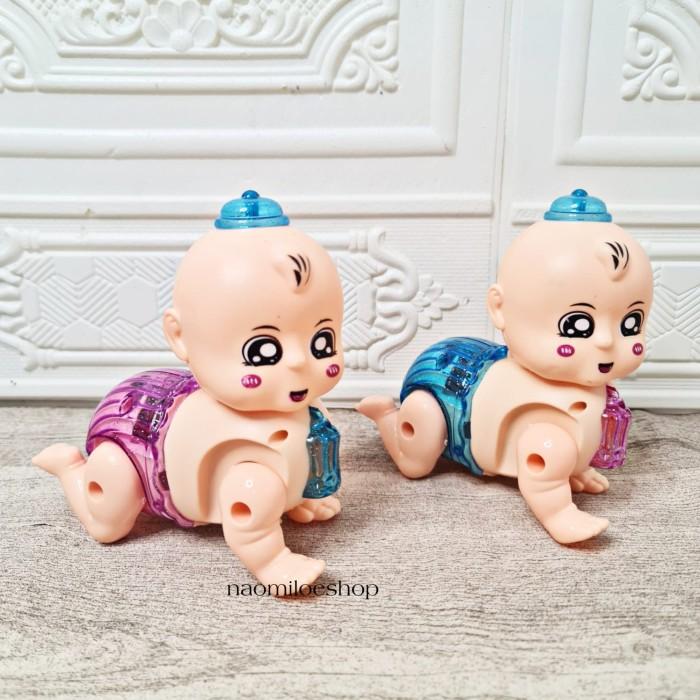 crawling Doll transparan kelap kelip lampu mainan bayi merangkak BATRE mainan murah 3
