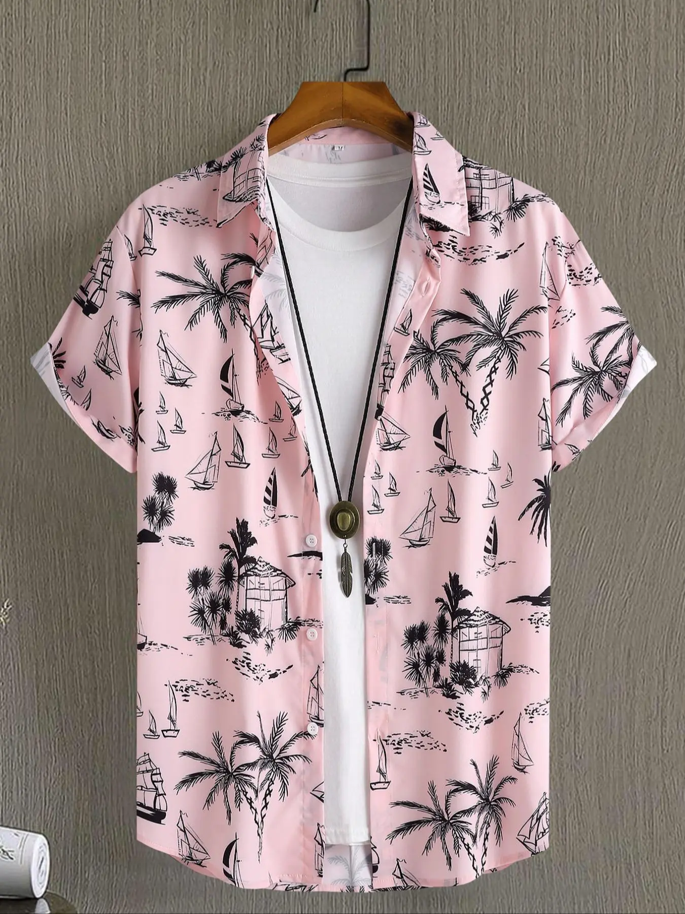 Men's Regular Fit All Over Print Short Sleeve Shirt, Casual Comfy Breathable Top for Summer, Men's Clothes for Beach Vacation, Clothing