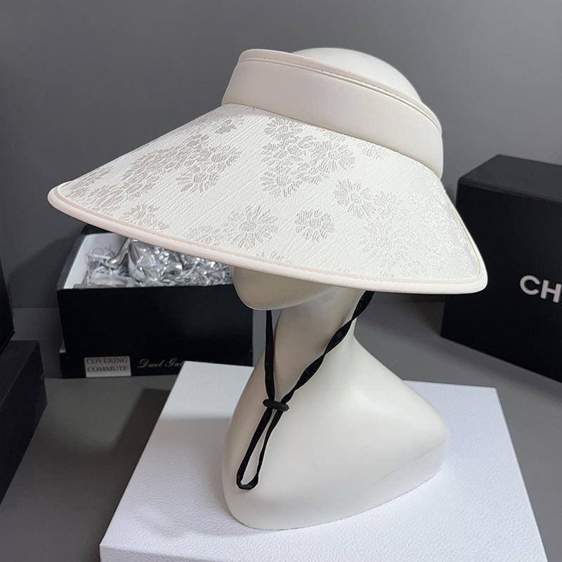 Mũ Chống Nắng Không Vương Miện, Phong Cách Trung Quốc Mới, Dành Cho Nữ, Mặc Mùa Hè, Phong Cách Dân Tộc, Vành Lớn, Chống Tia UV, Thích Hợp Cho Bãi Biển Và Bờ Biển, Có Thể Gập Lại 5