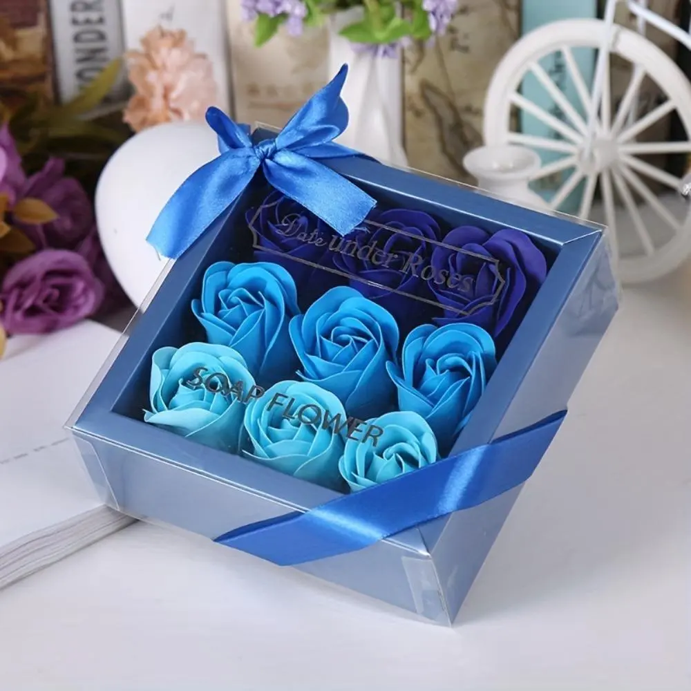 Artificial Rose Soap Flower Gift Box, 1 Count Creative Gift Box with Rose Soap Flower, Holiday Party Gift Ideas for Girlfriend Wife Women