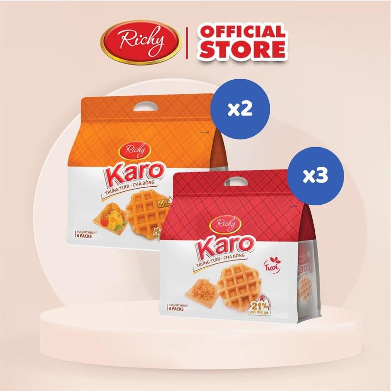 Combo 5 túi bánh Karo vị chà bông/ phô mai (BÁNH TƯƠI - HSD 45 NGÀY) Snack Ăn Vặt