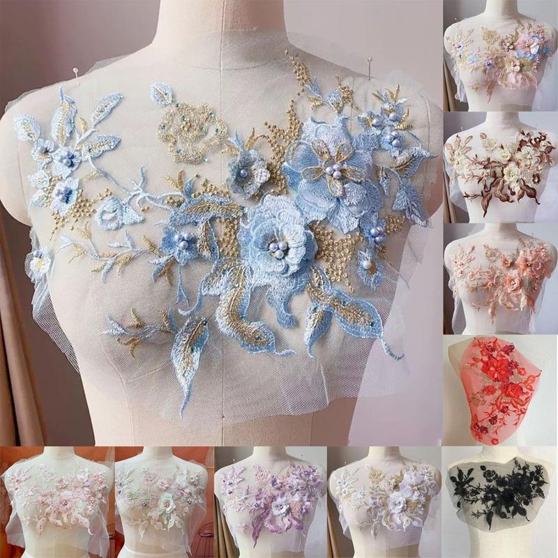 Fashion Elegant Colorful Sequined Embroidery Patches 3D Flower DIY Embroidered Floral Patches Sewing On Patches Dresses 1