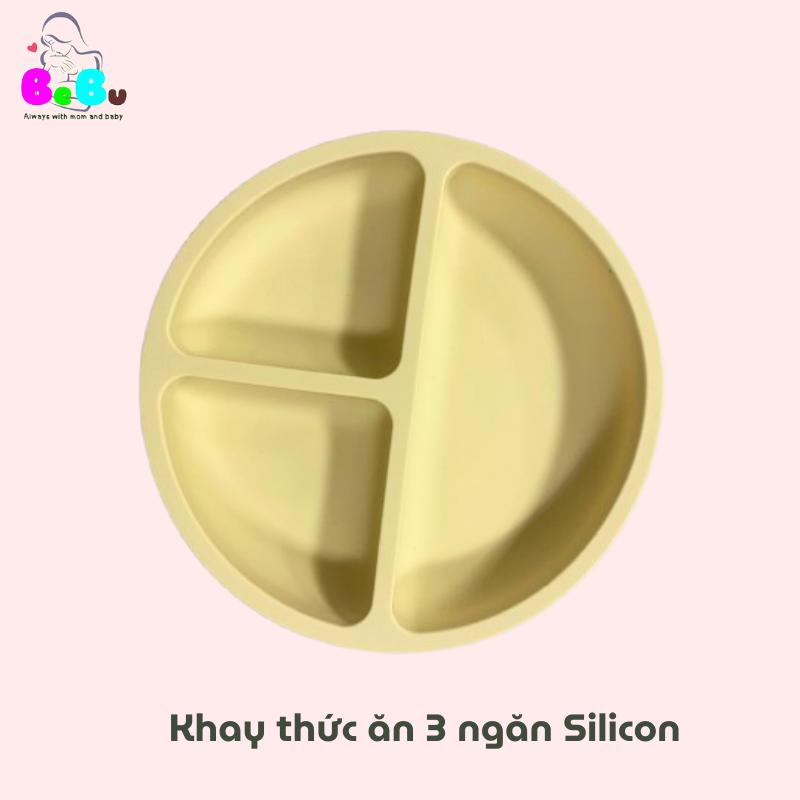 BEBU Khay ăn dặm Silicon 3 ngăn cho bé (2 màu)
