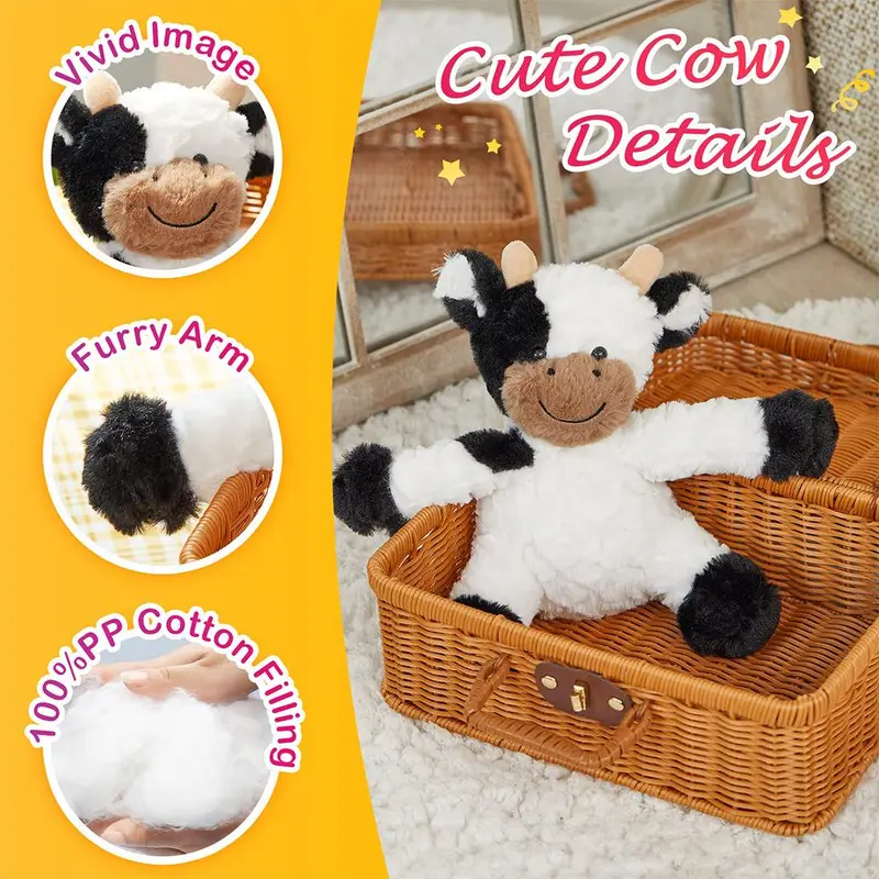 Cute Cow Design Plush Toy, Plush Animal for Home Decor, Christmas Gift, Stuffed Animal Toy Birthday Gift, Cute Sitting Cow Stuffed Animals, Cow Plush Stuffed, Animal Plushies, Summer Toy, Gift for Her, Girl's Gift 3