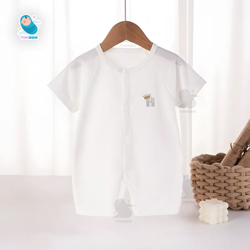 [ Vải Thun Lạnh ] Áo Liền Quần Ngắn Tay, Bodysuit Đùi Cho Bé Trai Bé Gái Sơ Sinh Timibon Kids [BDC34] 6