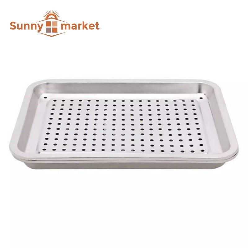 Khay để úp ly tách bằng inox cỡ lớn 26 x 35cm, khay để bộ bình trà