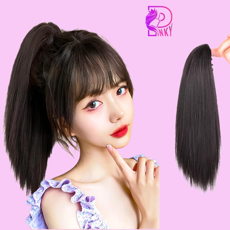 Tóc giả ngoặm thẳng 30CM, Kẹp tóc đuôi ngựa thẳng cao cấp nhiều màu