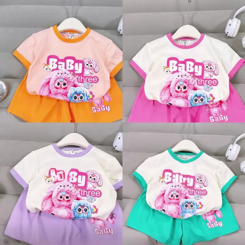 COMBO 4 Bộ Quần Áo trẻ em in hình babythree , Hình in 5D Hoạ Tiết Xinh Xắn Dành Cho Bé Gái 8 -43kg M07 8