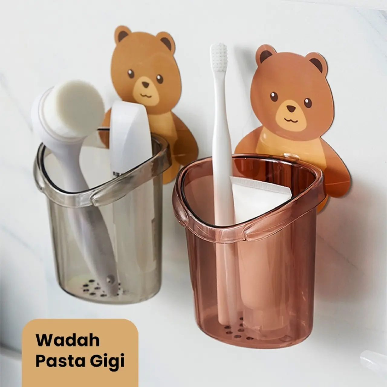 OKK Tempat Sikat Gigi Tempel Dinding Beruang Dispenser Odol Anak