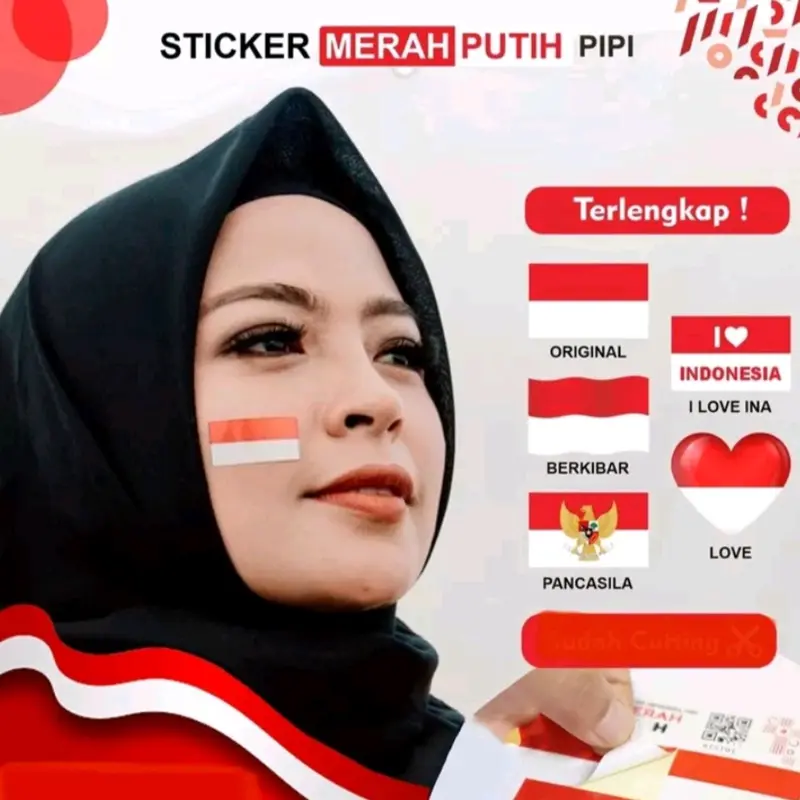 stiker pipi bendera merah putih isi 28pcs 0