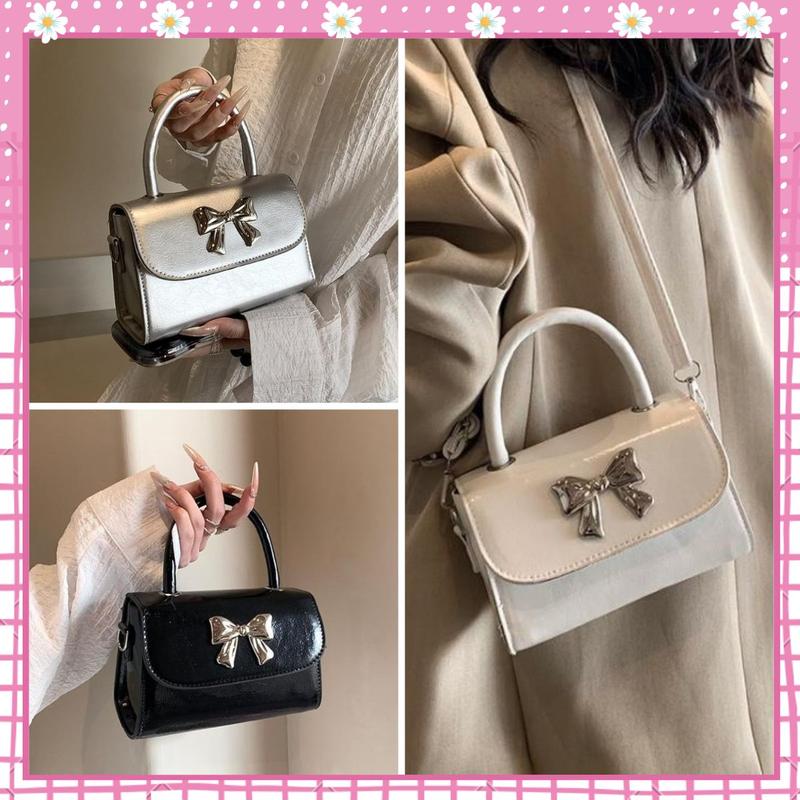  Túi mini nữ túi cầm tay đeo chéo dáng đẹp hoạ tiết nơ bạc đi chơi đi tiệc dễ thương BH 875 