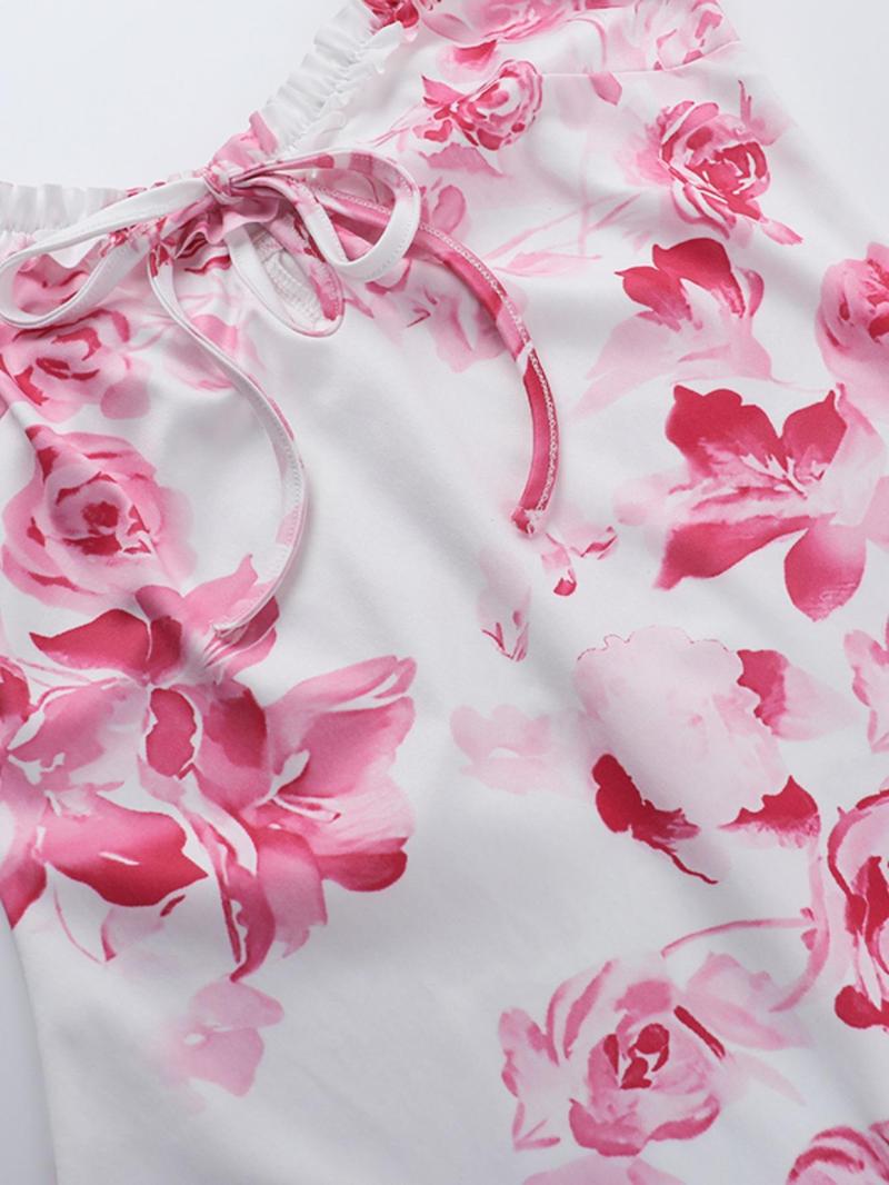 Product Introduction of Women's Floral Print Cami Dress, Elegant Casual Soft Comfortable Sleeveless Short Dress for Holiday Vacation Daily Wear, Ladies Summer Clothes 5