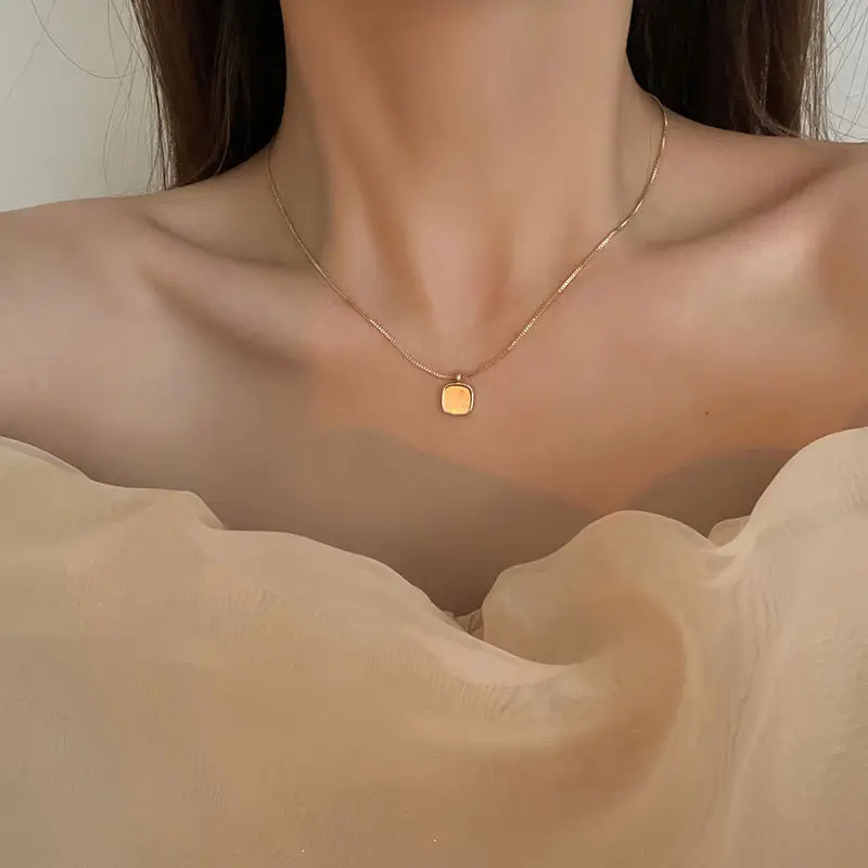 Vòng Cổ Vỏ Sò Vuông, Thiết Kế Độc Đáo Giá Cả Phải Chăng Dành Cho Phụ Nữ, Phong Cách Mùa Hè, Dễ Phối Đồ, Dây Chuyền Xương Đòn Đơn Giản, Phong Cách Ins Ngầu Phụ Kiện Trang Sức Móc Khoá Jewelry Women