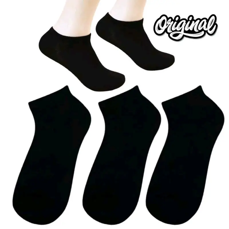kaos kaki pendek semata kaki polos halus harga perlusin sudah dikemas Hitam Katun Sporty Pria Nyaman Lembut