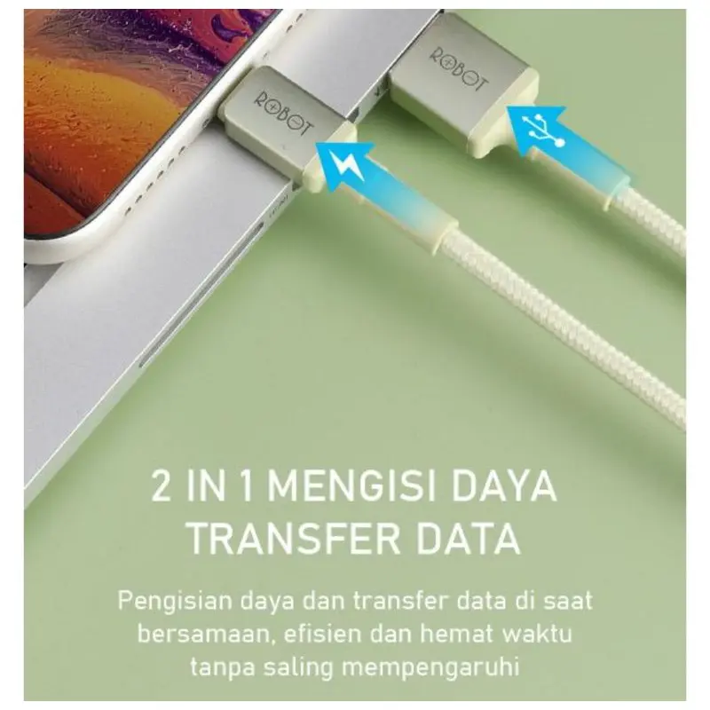 [ROBOT R-SL YELLOW] KABEL DATA l-PH0NE USB LIGHTNING FAST CHARGING l-PH0NE 5 6 6S 7 7+ 8+ XR XS 3