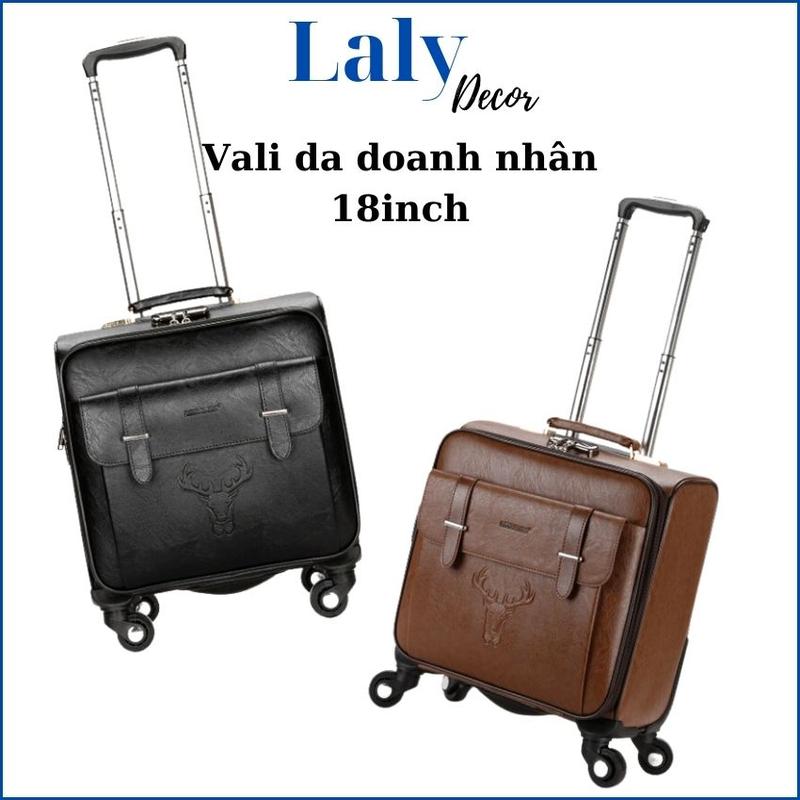  Vali kéo doanh nhân HÀNG CAO CẤP 18inch bằng da bánh xe xoay 360 thích hợp làm hành lý xách tay khi đi công tác đi du lịch 