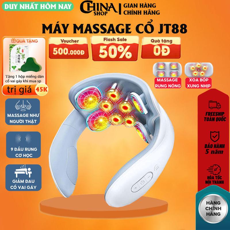 Máy massage cổ vai gáy JT-88 công nghệ xung điện kết hợp massage vật lý, 9 đầu matxa, chườm nóng