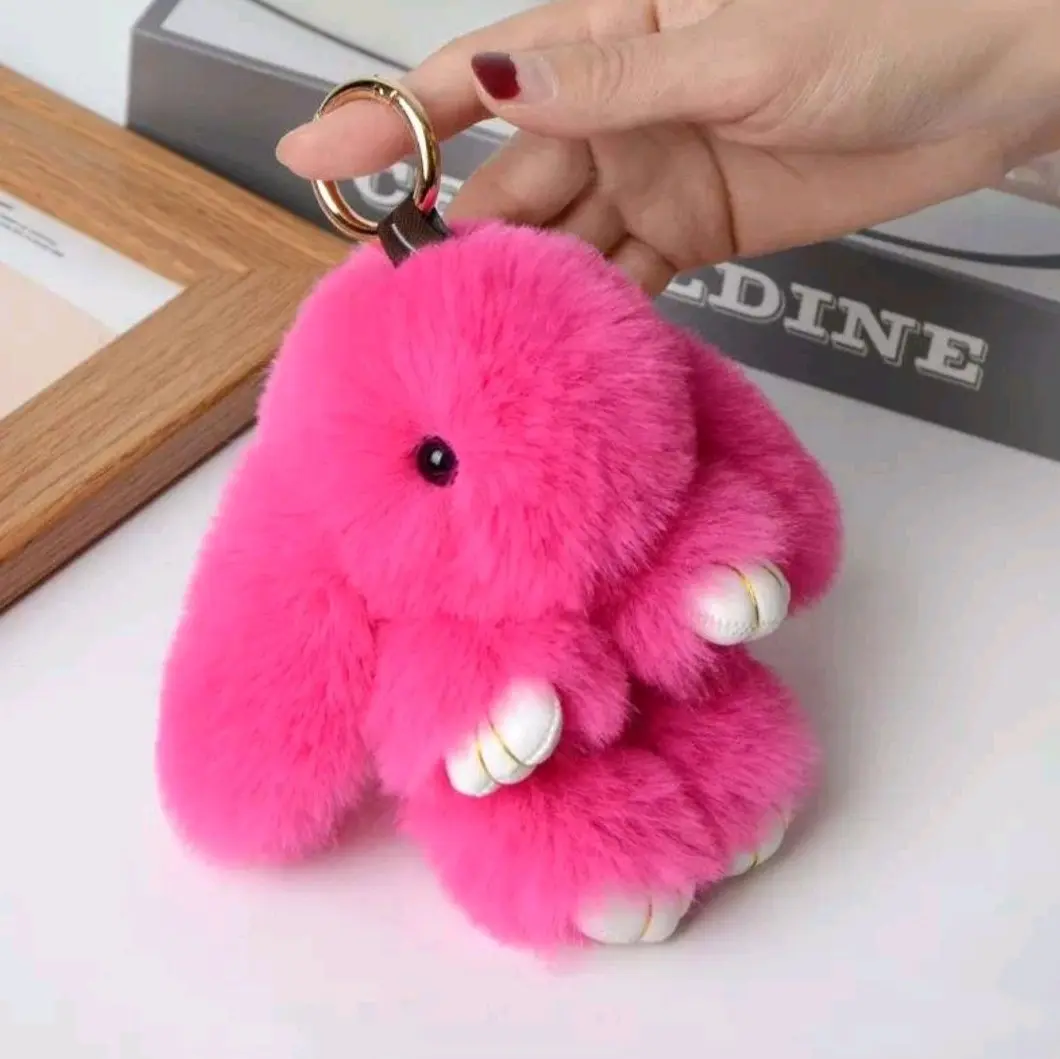 Faux Fur Fluffy Bunny Keychain