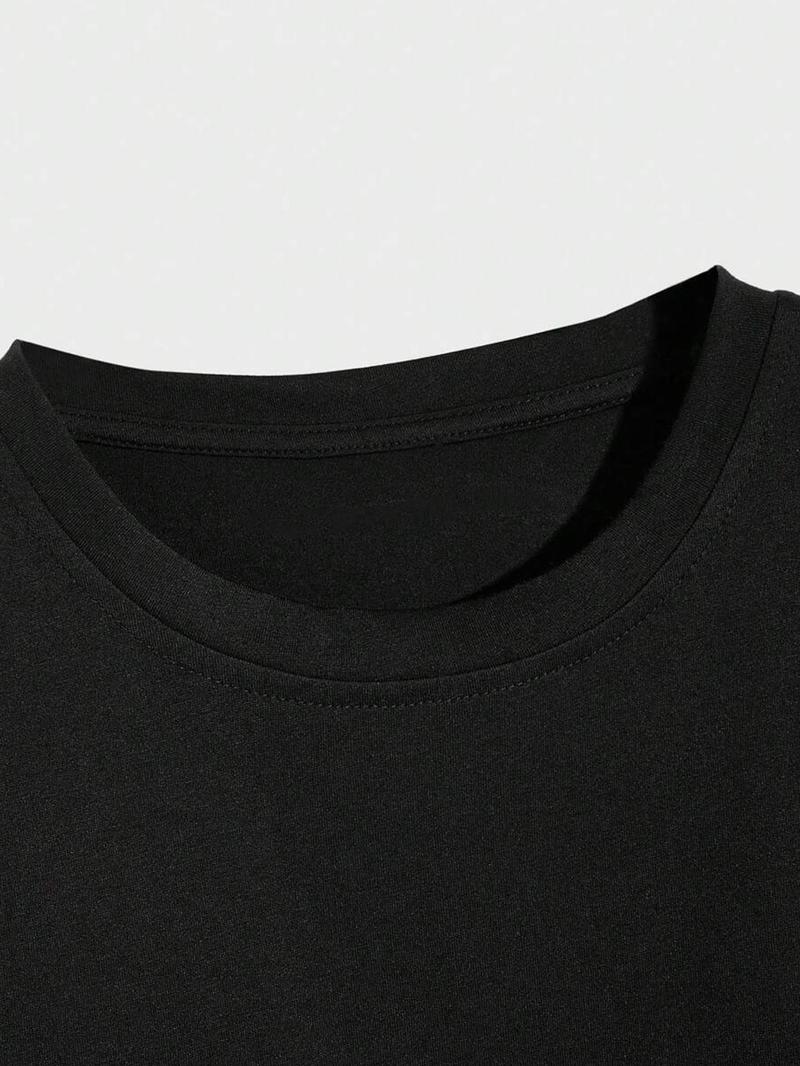 Product Introduction of Plus Size Men's Letter Print Round Neck Tee, Casual Short Sleeve T-shirt for Summer, Men's Plus Size Top for Daily Wear 7