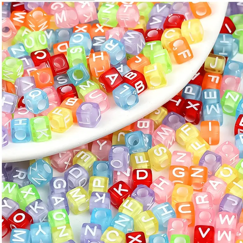 Chữ cái màu sắc 6x6mm charm trang trí móc khóa phụ kiện decor