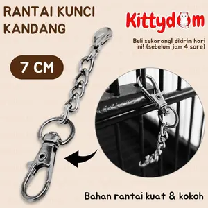 KITTYDOM Rantai Kunci Sangkar Ekonomis Gembok Alat Pengunci Kandang Kucing Cat Kitten Adult Anabul Rantai Besi Pengaman Gembok Pintu Kandang Hewan Hamster Sugar Glider