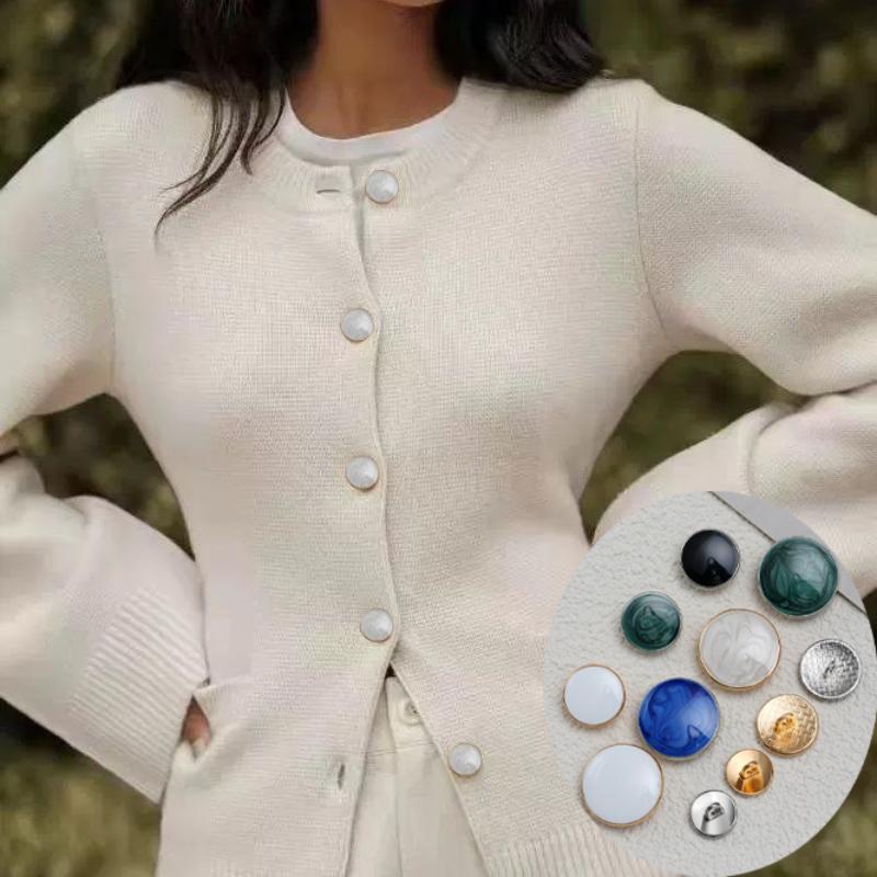 Product Introduction of Round Button, 10pcs Simple Oil Drip Button, DIY Clothing Decoration Accessories for Coat, Jacket, Handmade DIY Clothing Accessories 0