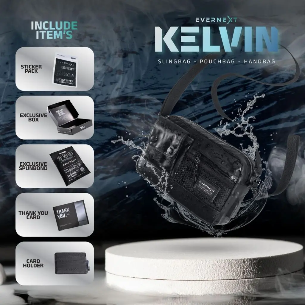 Evernext - Tas Selempang Pria Anti Air Sling Bag Kelvin Waterproof Pouch Bag Pria Anti Air Waist Bag Distro Pria Cowok Slingbag