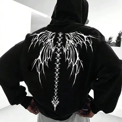 Selected Unisex Angels Wing Print Drop Shoulder Hoodie TikTok Shop