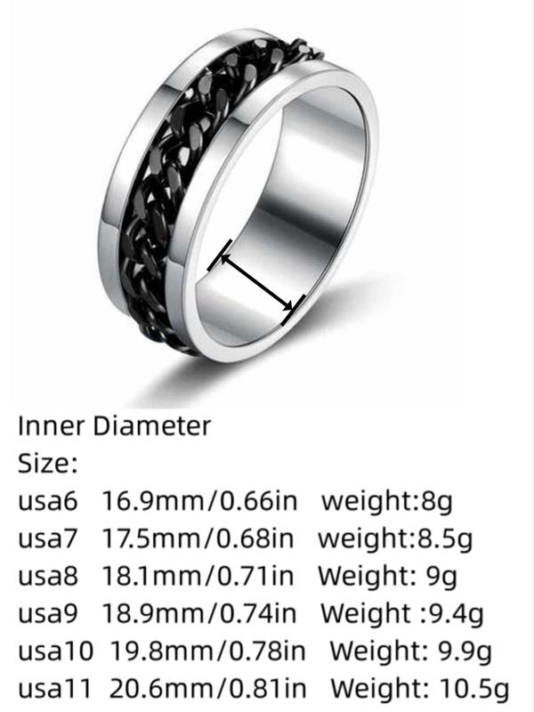 2023  Simple Chain Design Metal Vintage Anxiety Ring for Men, New Trendy Personalized Creative Rotating Matching Promise Ring Jewelry, Fashion Accessories for Both Men & Women 1