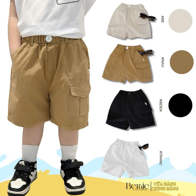 Quần short quần kaki đùi phối túi hộp 1 bên cho bé trai đi chơi đi học 9 tới 28kg BERNIE P1124Q51