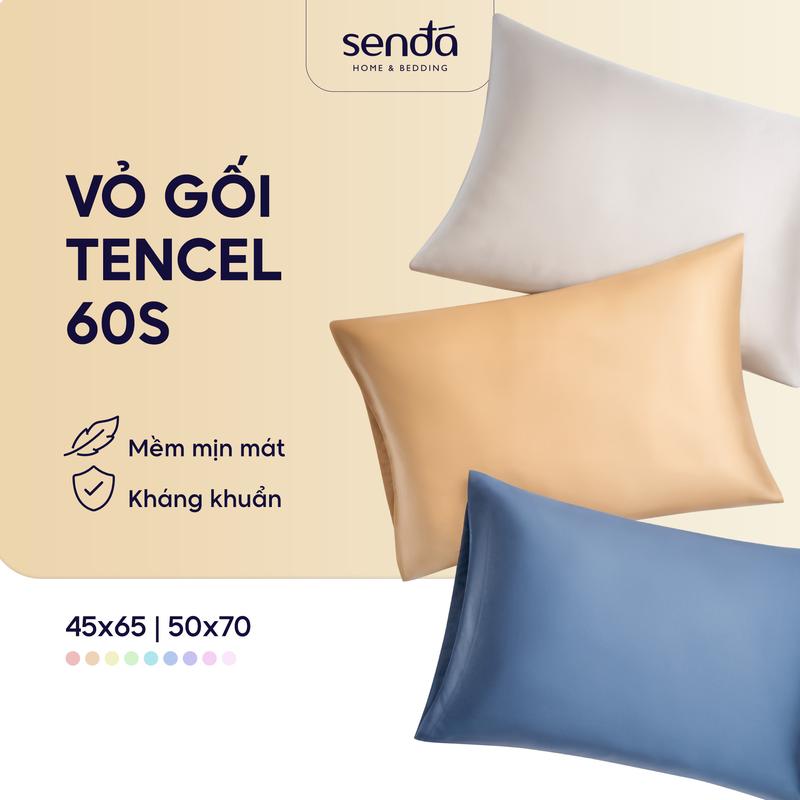 Vỏ gối Lụa Tencel 50x70 45x65 cm Sen Đá Home Bedding cao cấp trơn màu, áo, bao gối nằm 100% Lyocell 60s vỏ  gối