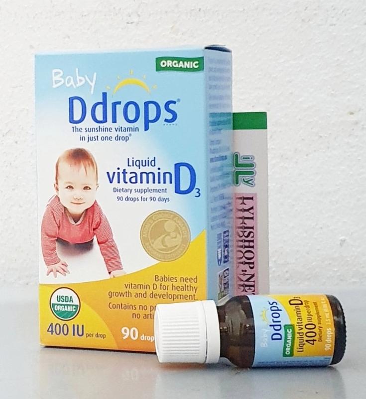 Vitamin D3 Drops - Baby Ddrops Vitamin D3 ddrop organic cho bé 90 giọt Mỹ HSD 2027