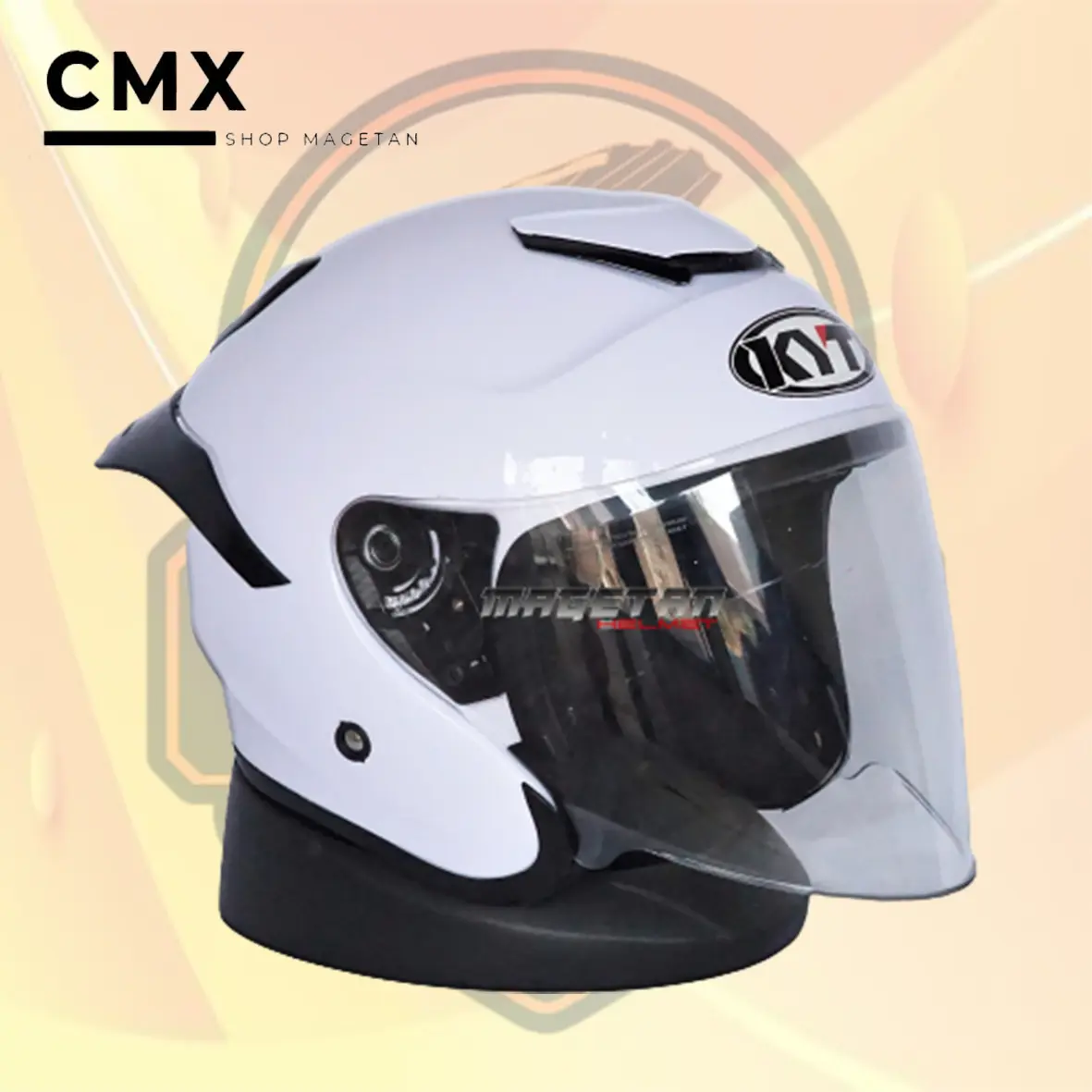 Helm Half Face KYOTO Priest Paket Ganteng Solid Visor Clear - SNI Kacamata Motorcycle