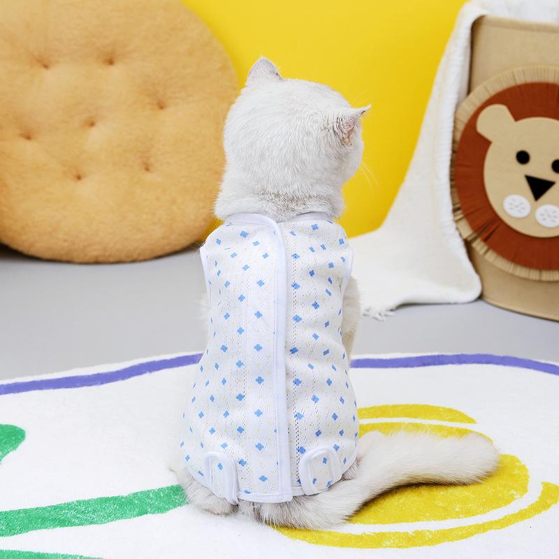 Product Introduction of baju raya kucing real dog shoes bajulebarankucingcore cat gogglesPet Cat Neutering Suit Cat Postpartum Clothes Surgery Suit Anti-Lick Weaning Suit 23 Striped Cat Neutering Suit 9
