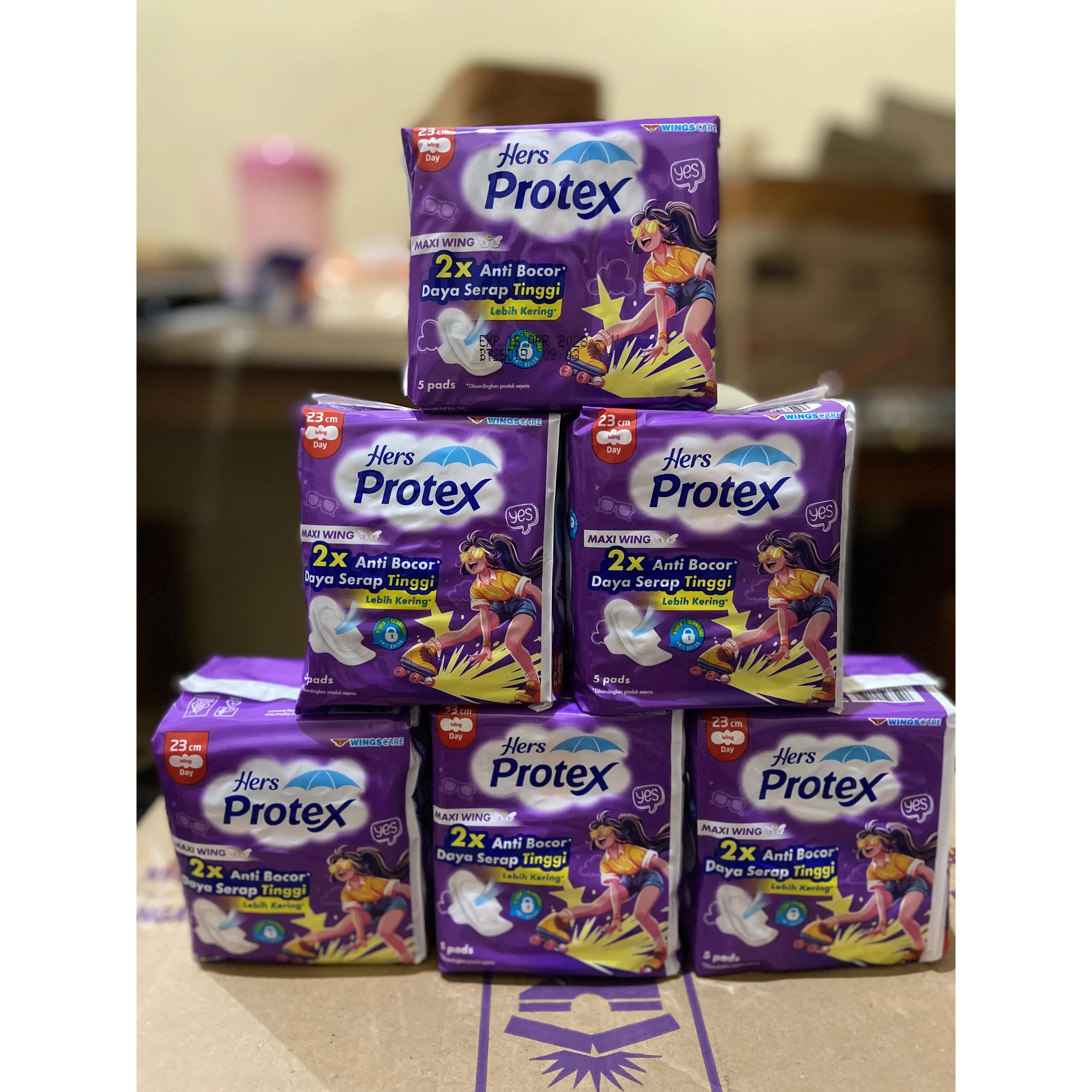 Hers Protex Ungu isi 6 pack Pembalut Wing Feminine 30 pcs