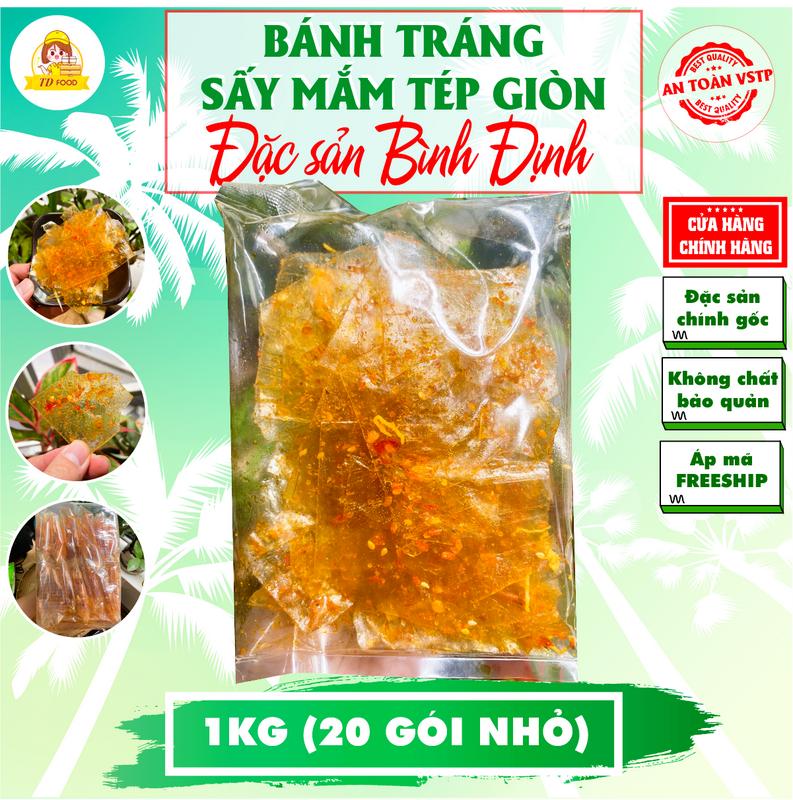 COMBO 1kg Bánh Tráng Sấy Mắm Tép Giòn 20 gói nhỏ - Đặc Sản Bình Định Ăn Vặt Siêu Ngon - TD Food