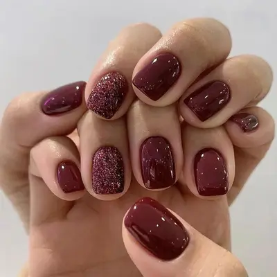 Burgundy Gold Press on Nails- Butterfly Marbled Glue on Fake Nails sale