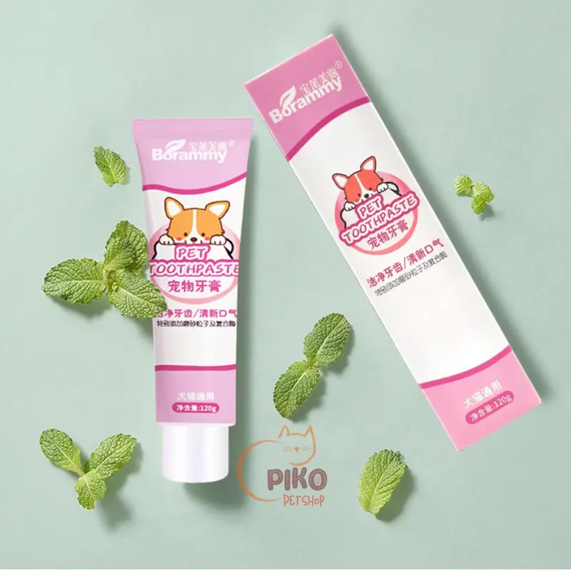 Kem đánh răng cho chó mèo Borammy kèm bàn chải đánh răng thú cưng - Piko Petshop 7