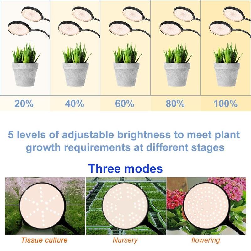 Plant Grow Light Full Spectrum LED Grow Lights Phyto Lamp Hydroponic LED Growth Light with Timer Switch Modes 2